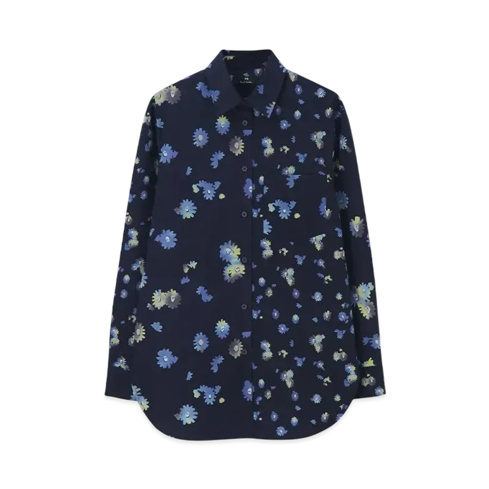 Paul Smith Women's Chamomile Floral Mixed Shirt "Navy"