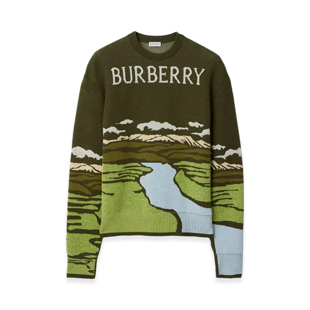 Burberry Landscape Wool Blend Sweater "Juniper Green"
