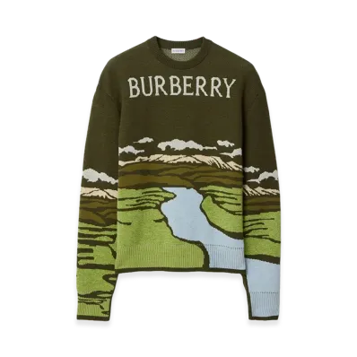 Burberry Landscape Wool Blend Sweater "Juniper Green"