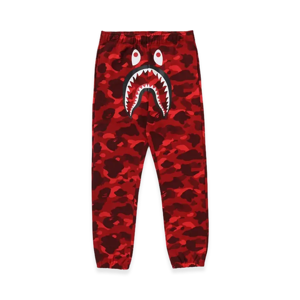 A BATHING APE Color Camo Shark Sweat Pants "Red"