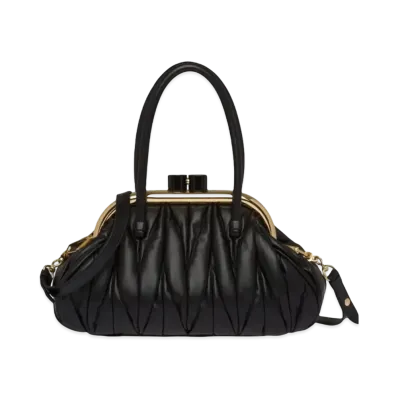 MIU MIU Miu Bernappa Leather Handbag "Black"