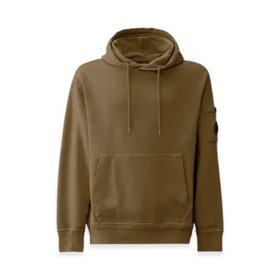 C.P. Company Cotton Diagonal Fleece Lens Hoodie "Ivy Green"