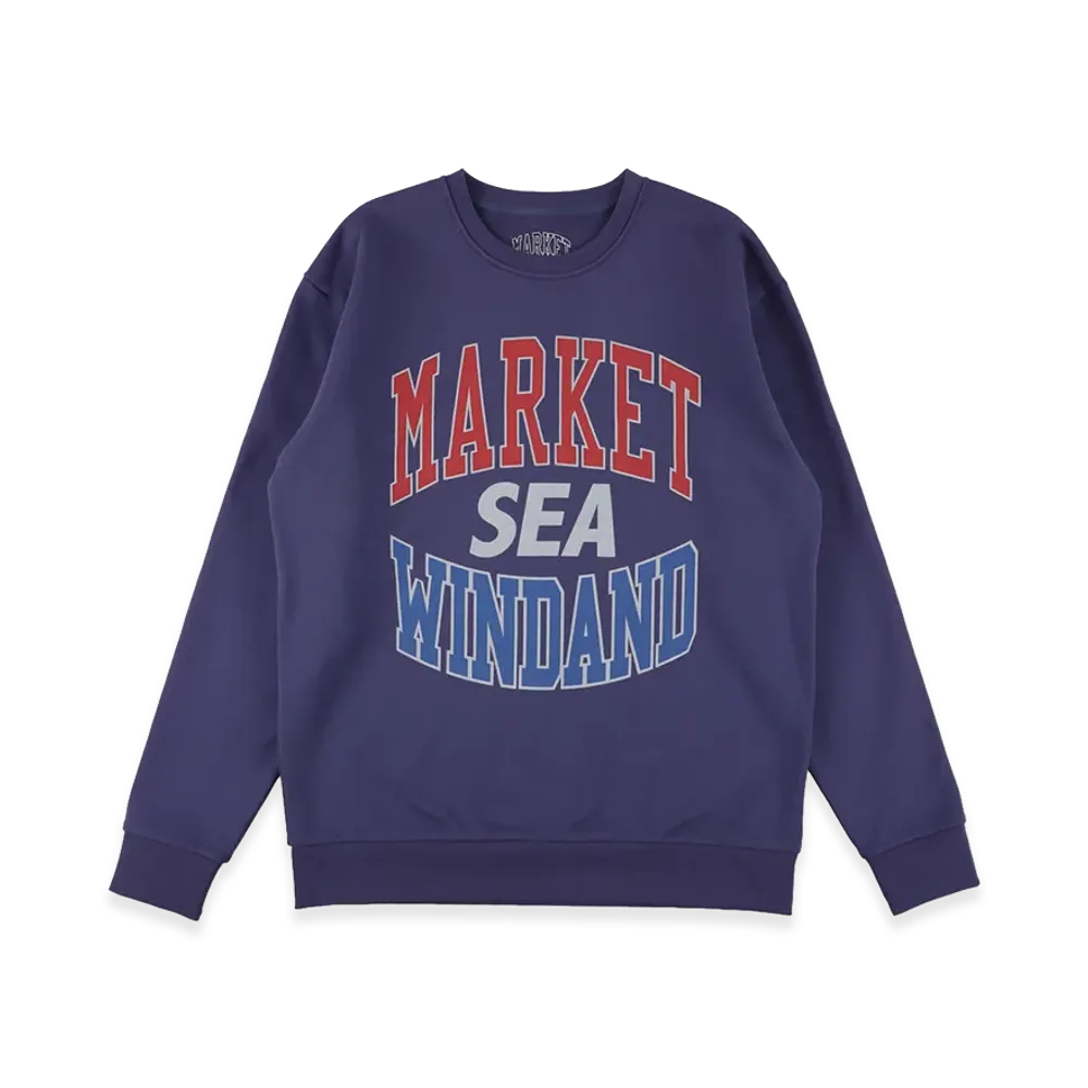 WIND AND SEA x MARKET Logo Crew Neck Sweat Shirt "Navy"