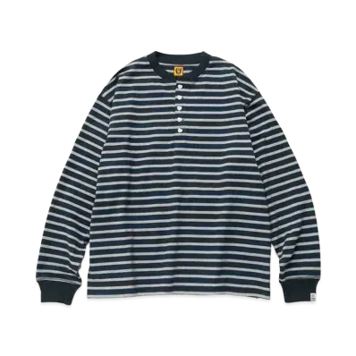 HUMAN MADE STRIPED HENLEY NECK L/S T-SHIRT "White"