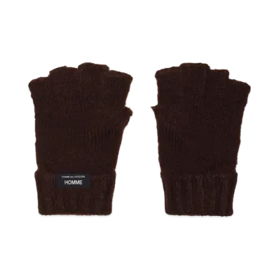 COMME des GARCONS HOMME Wool Acrylic Jersey Fulled Gloves "Dark Brown"