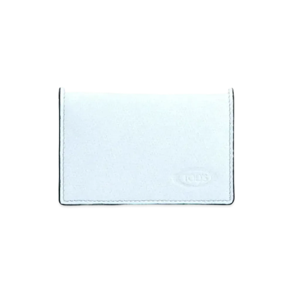 TOD'S Leather Business Card Holder "Light Blue/Gray"