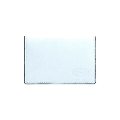 TOD'S Leather Business Card Holder "Light Blue/Gray"