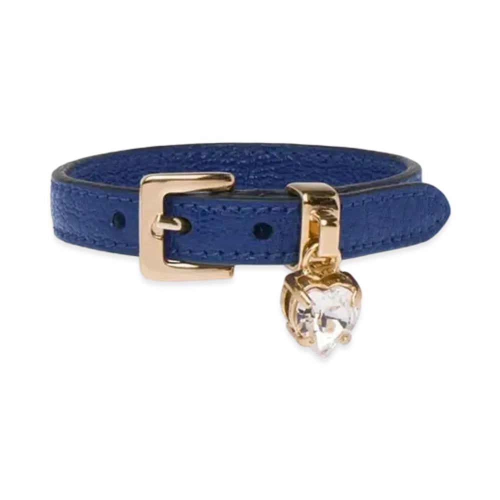 MIU MIU Crystal With Madras Leather Bracelet "Navy"