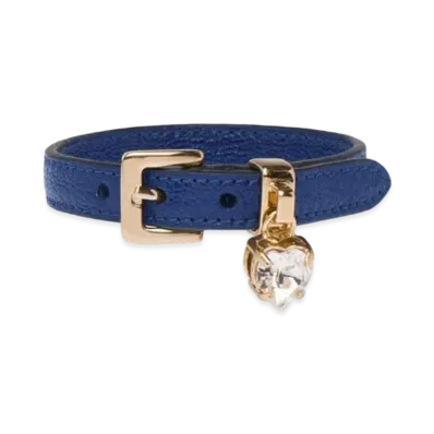 MIU MIU Crystal With Madras Leather Bracelet "Navy"