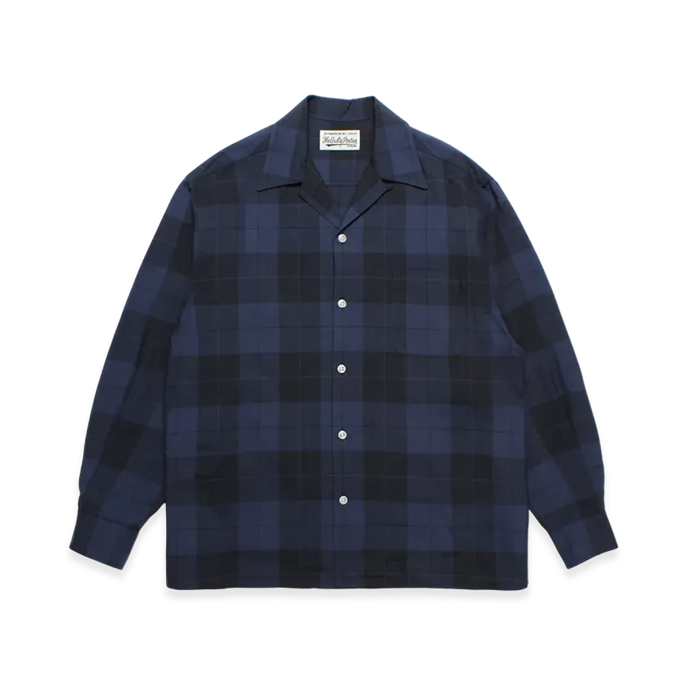 WACKO MARIA Check Open Collar Shirt "Navy"