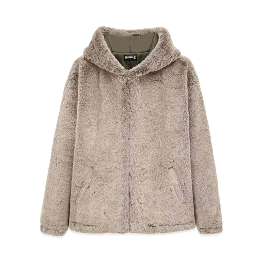 SUPPLIER Faux Fur Hood Jacket "Beige"