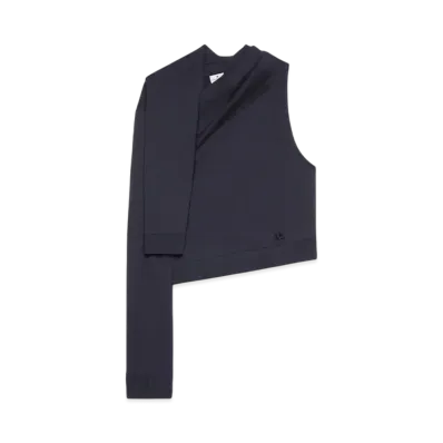 Courreges Asymmetric Off Shoulder Sweater "Black"