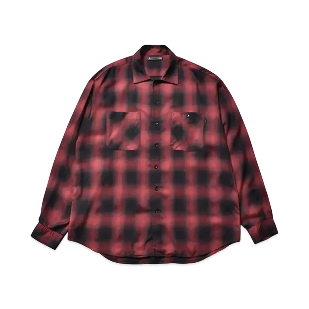 MINEDENIM x CDL Rayon Ombre Check Loose Work Sihrt "Red"