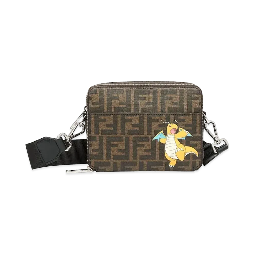 Pokemon x Fragment x FENDI Dragonite Organizer Fendi Cam FF Fabric Bag "Brown"