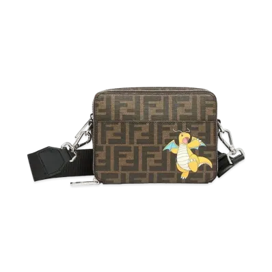 Pokemon x Fragment x FENDI Dragonite Organizer Fendi Cam FF Fabric Bag "Brown"