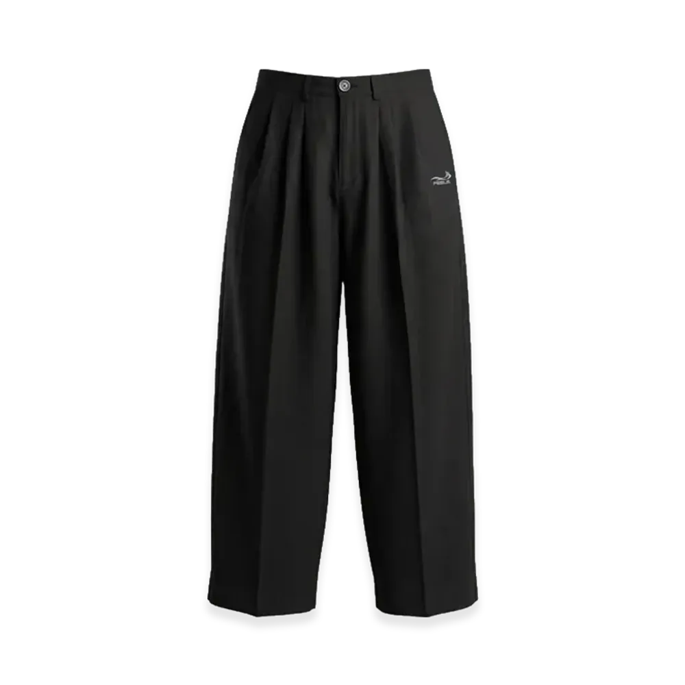 FEELS. Linen Two-Tucked Slacks "Black"