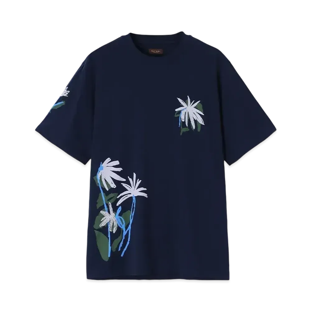 Paul Smith Botanical Embroidery Tee "Navy"
