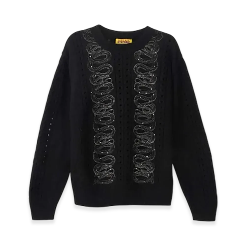 HYSTERIC GLAMOUR Snake Loop Embroidered Sweater "Black"