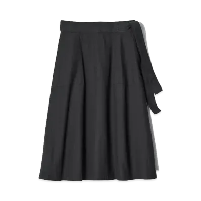 Uniqlo x JW Anderson 24SS Linen Blend Belted Flared Skirt "Black"
