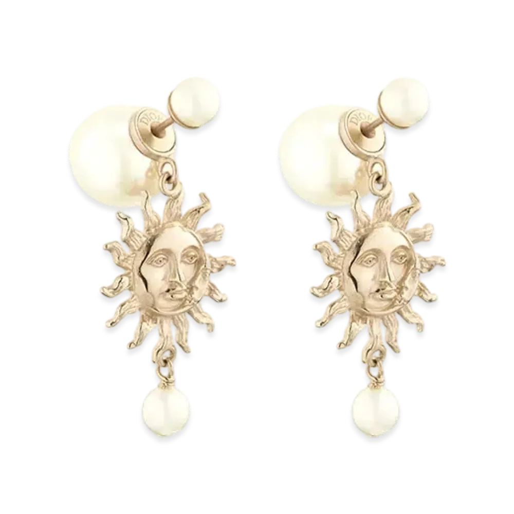 Dior Dior Tribales Earrings Metal and Resin Pearls "Gold/White"