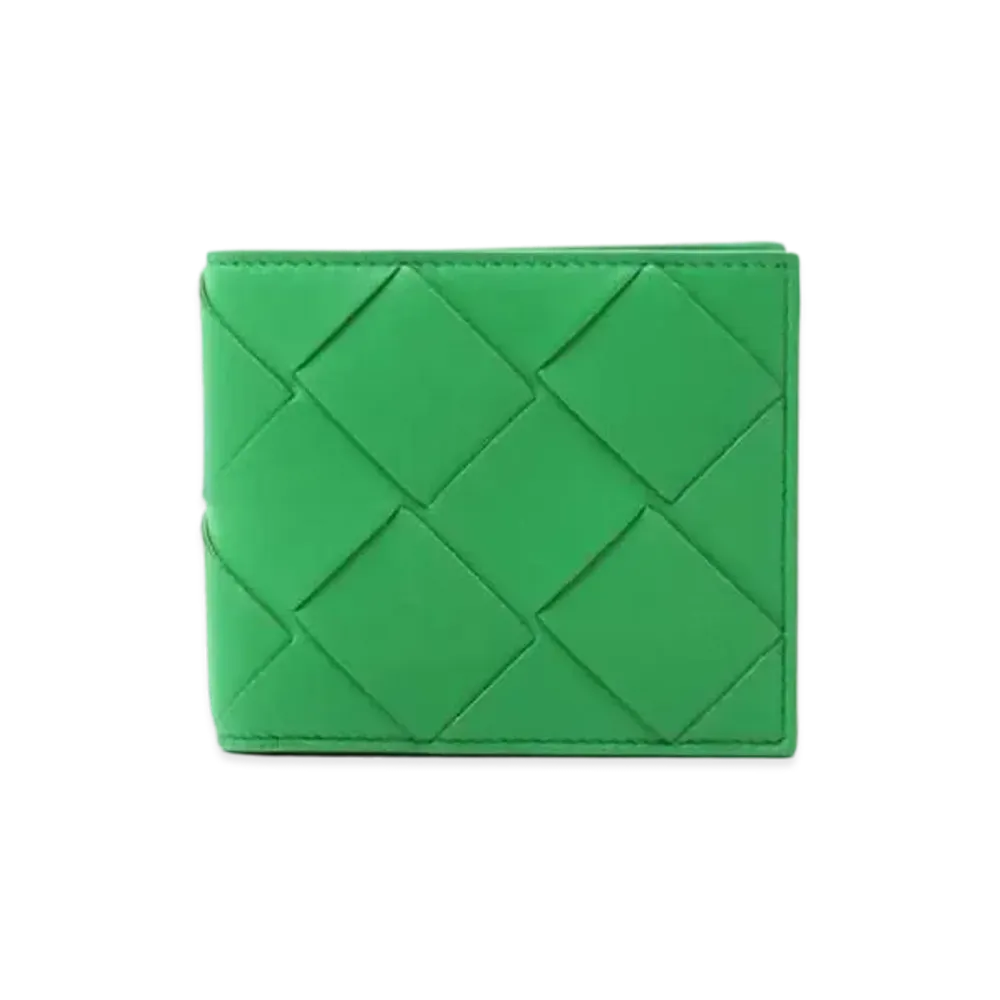 Bottega Veneta Intrecciato Lambskin Bi-fold Wallet "Green"