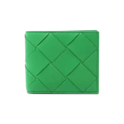 Bottega Veneta Intrecciato Lambskin Bi-fold Wallet "Green"