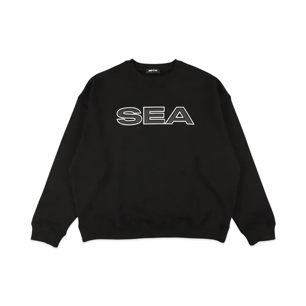 WIND AND SEA Satin Patch Crewneck Sweatshirt "Black"