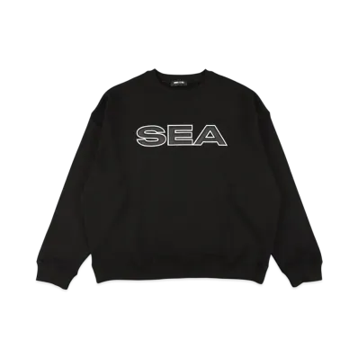 WIND AND SEA Satin Patch Crewneck Sweatshirt "Black"