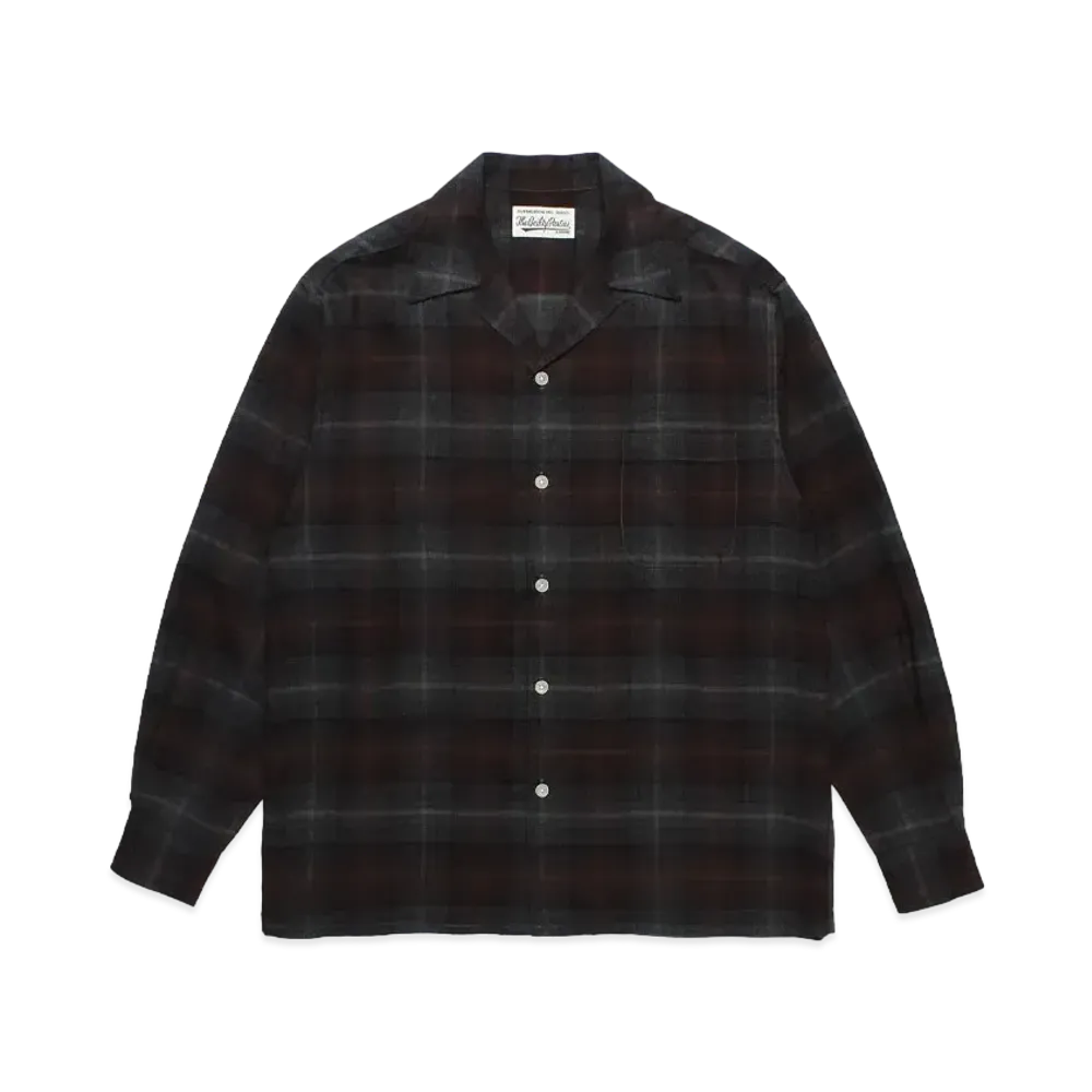 WACKO MARIA Check Open Collar Shirt "Brown"