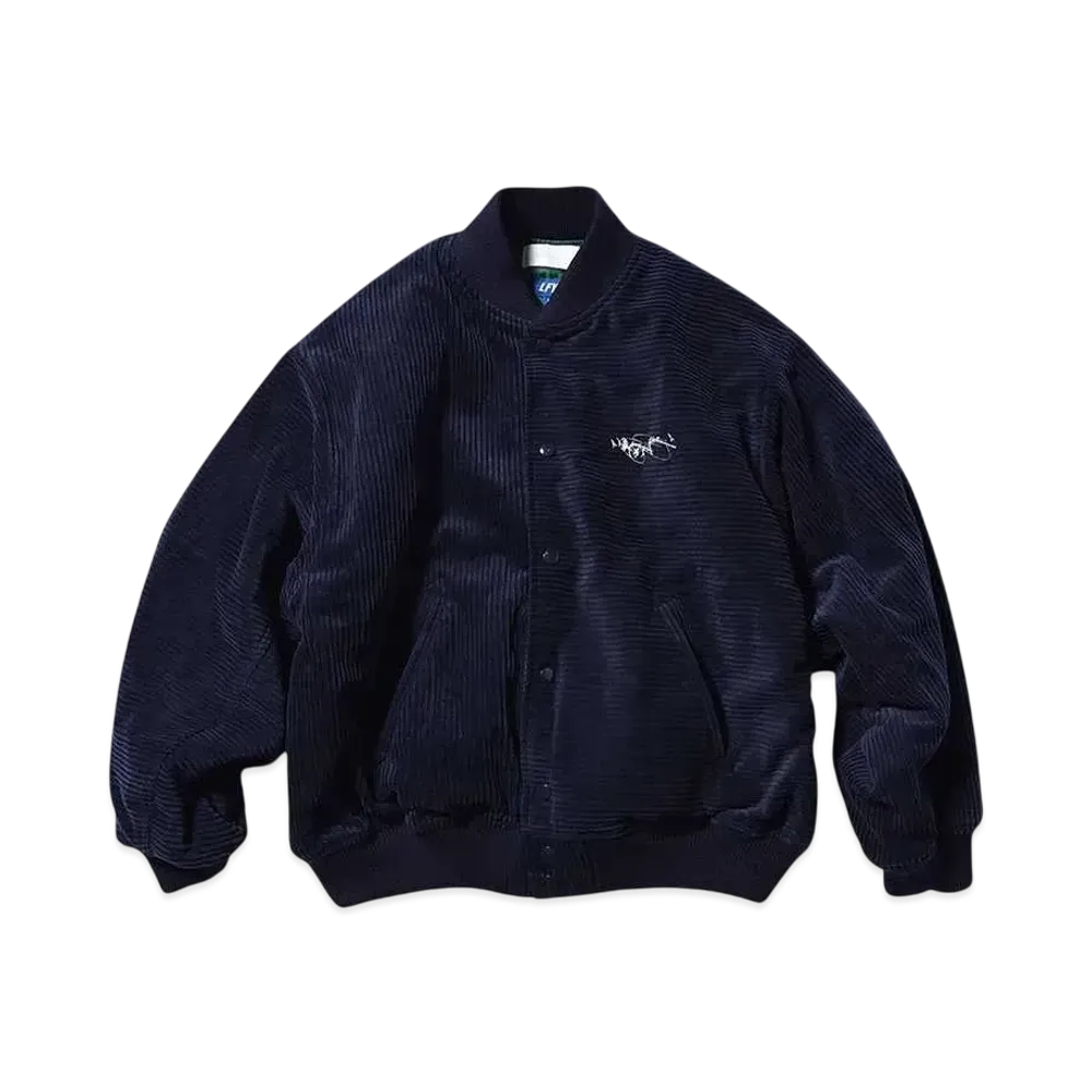 SauRas Being x LFYT CORDUROY VARSITY JACKET "NAVY"
