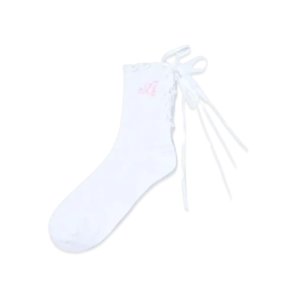 A BATHING APE Logo Lace Up Socks "White"
