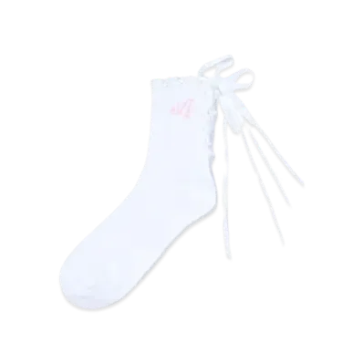 A BATHING APE Logo Lace Up Socks "White"