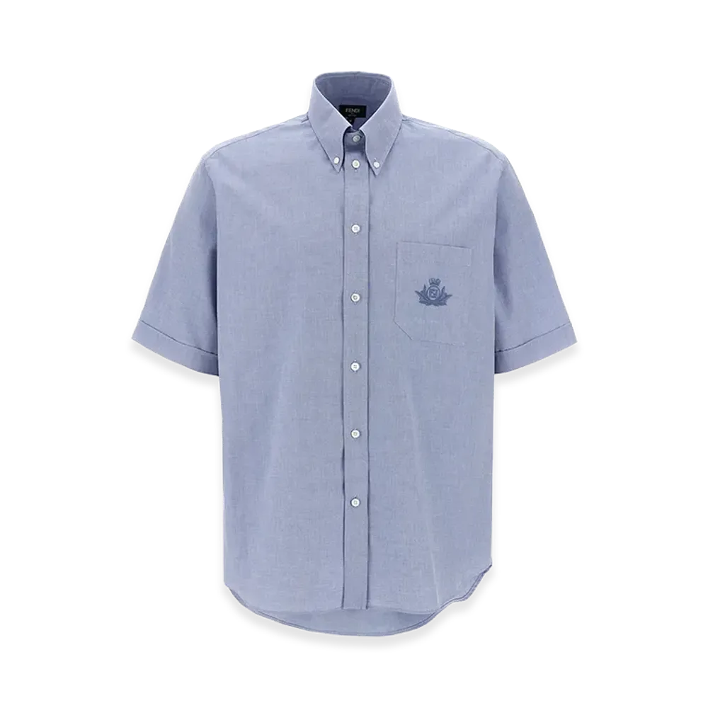 FENDI Crest Short Sleeve Shirt "Light Blue"
