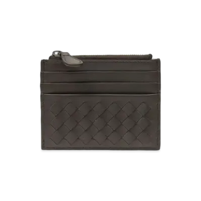 Bottega Veneta Intrecciato Leather Coin Card Case "Dark Brown"