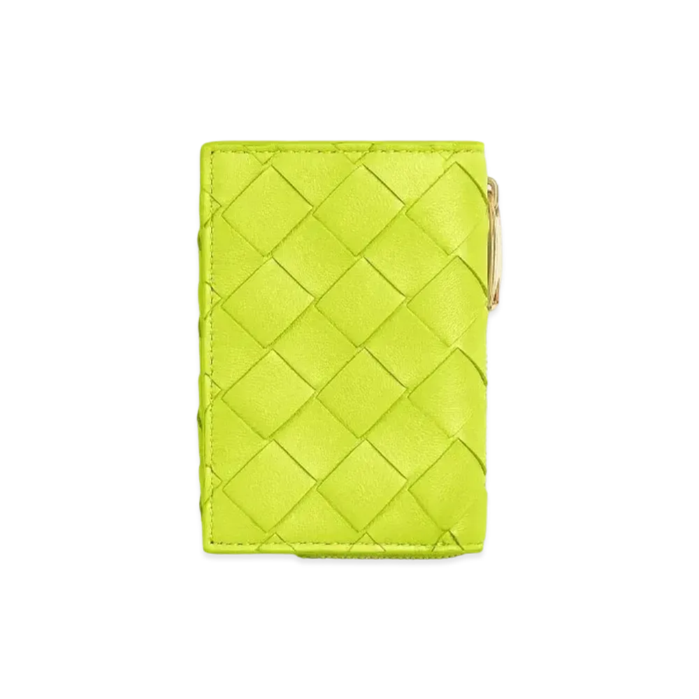 Bottega Veneta Tiny Tri-Fold Zip Wallet "Acid Kiwi"