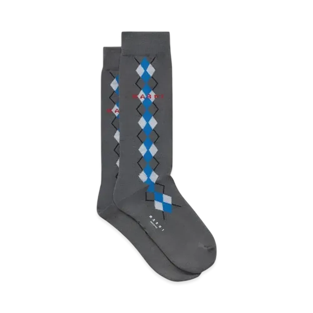 Marni Men's Socks with Argyle Detail "Neutral Gray"