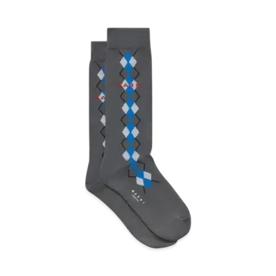 Marni Men's Socks with Argyle Detail "Neutral Gray"