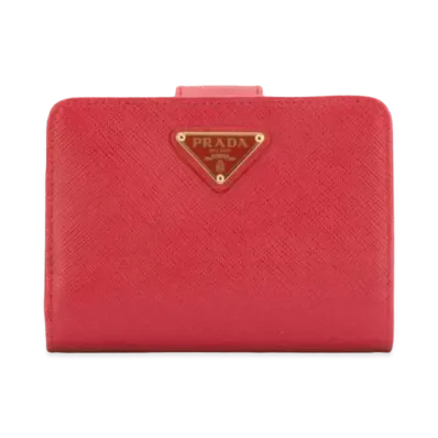 PRADA Saffiano Triangle Wallet "Fiery Red"