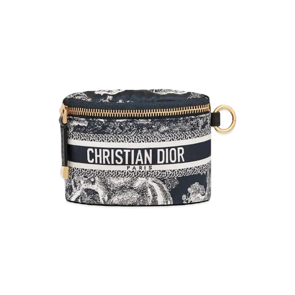 Dior Diortravel Halfmoon Zipped Coin Case "Blue"
