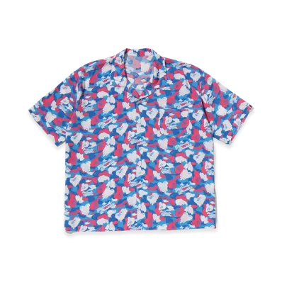 A BATHING APE x EMOTIONALLY UNAVAILABLE Open Collar SS Shirt "Blue"