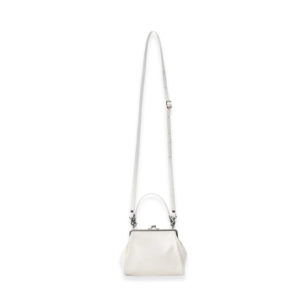Y's Semi-Matte Leather Shoulder Bag W/ Metal Clasp "Off White"