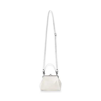 Y's Semi-Matte Leather Shoulder Bag W/ Metal Clasp "Off White"