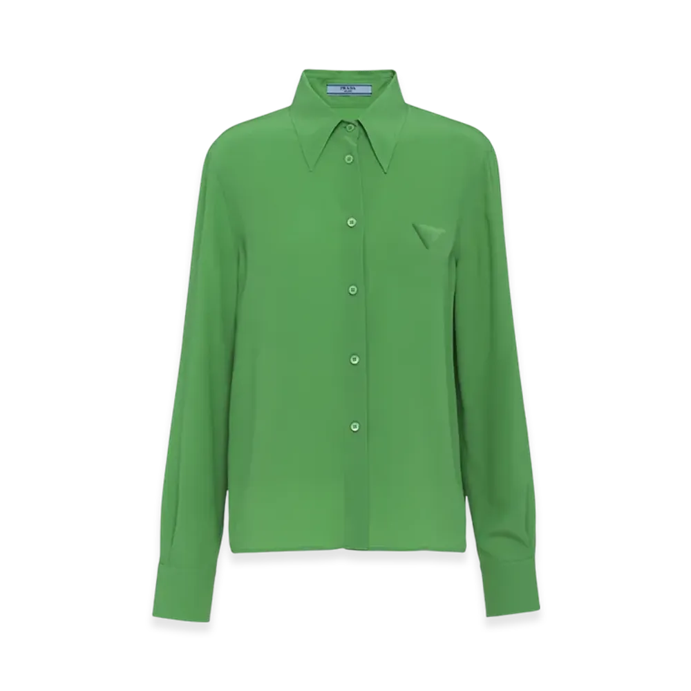 PRADA Women's Crepe De Chine Shirt "Green"