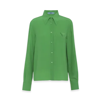 PRADA Women's Crepe De Chine Shirt "Green"