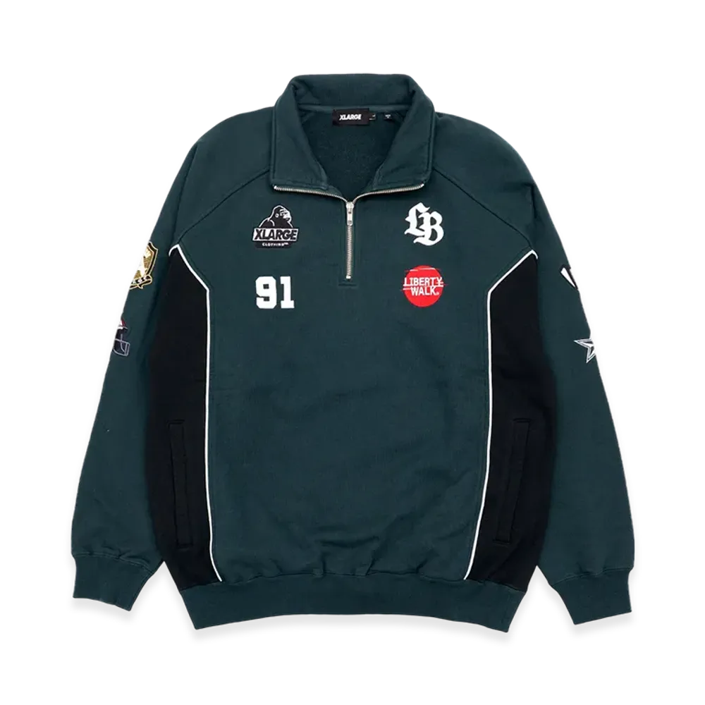 XLARGE x LIBERTY WALK Half Zip Sweatshirts "Green"