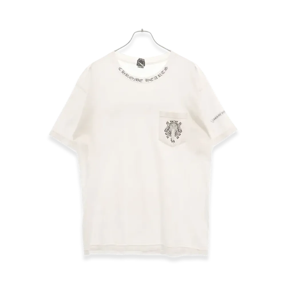 Chrome Hearts Old Neck Logo Dagger Back Scroll Label S/S T-Shirt "White"