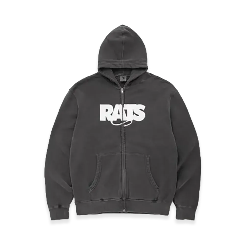 RATS Pigment Dyed Zip Hoodie "Black"