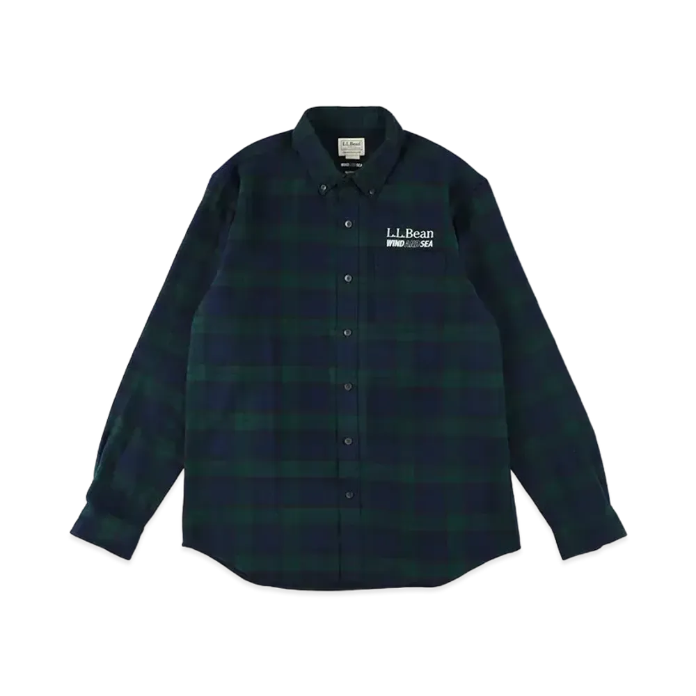 WIND AND SEA x L.L.BEAN Scotch Plaid Flannel Shirt Long Sleeve Plaid "Black Watch"