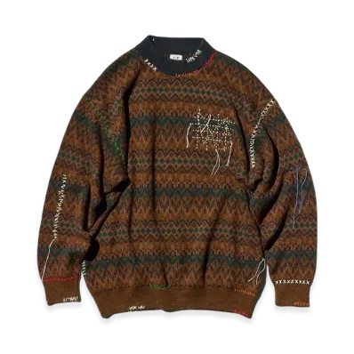 C.P. Company by Sashiko Gals Jaquard Crew Neck Knit Sashiko "Brown"
