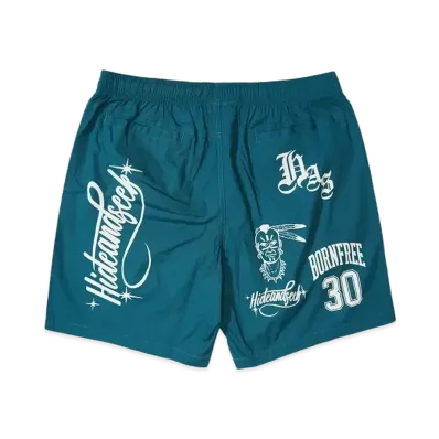 Hide and Seek Cursive Logo Beach Short "GREEN"